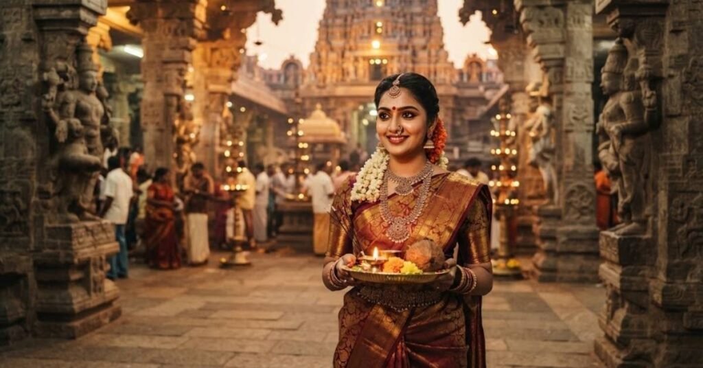 Traditional Temple Girl Captions